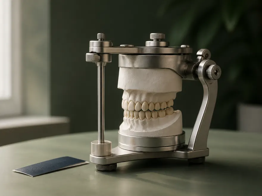 Articulator with dental models for bite analysis